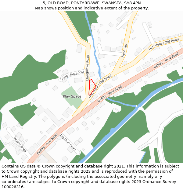 5, OLD ROAD, PONTARDAWE, SWANSEA, SA8 4PN: Location map and indicative extent of plot