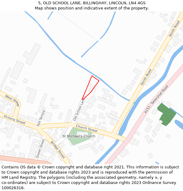 5, OLD SCHOOL LANE, BILLINGHAY, LINCOLN, LN4 4GS: Location map and indicative extent of plot