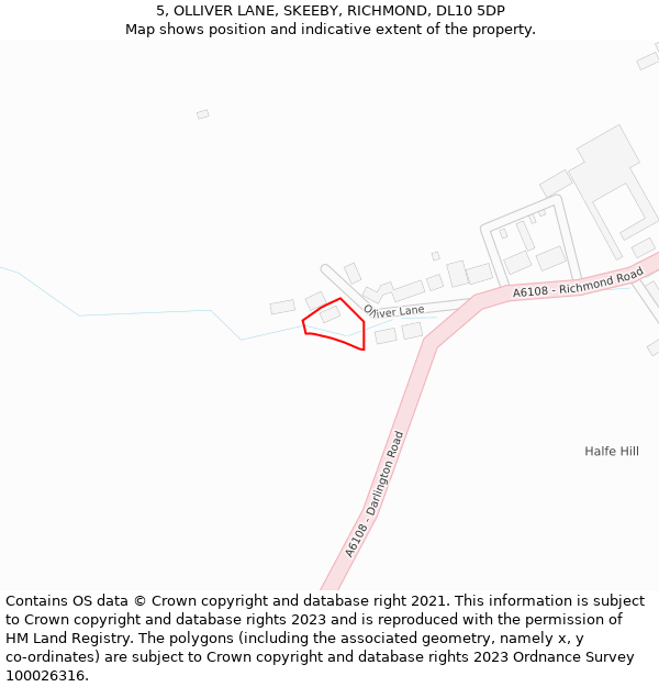 5, OLLIVER LANE, SKEEBY, RICHMOND, DL10 5DP: Location map and indicative extent of plot