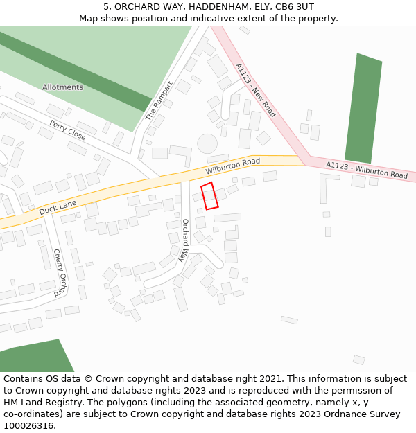 5, ORCHARD WAY, HADDENHAM, ELY, CB6 3UT: Location map and indicative extent of plot