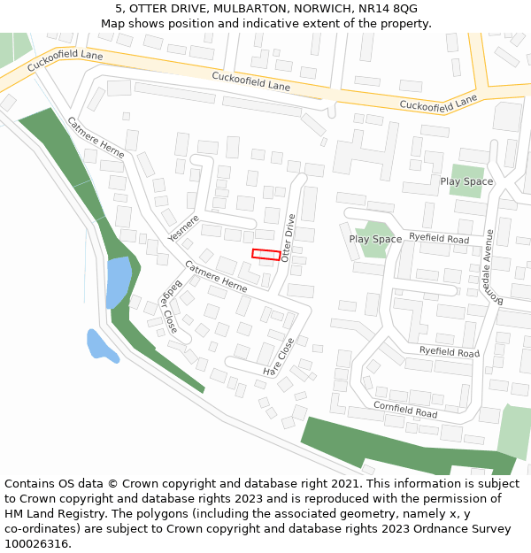 5, OTTER DRIVE, MULBARTON, NORWICH, NR14 8QG: Location map and indicative extent of plot