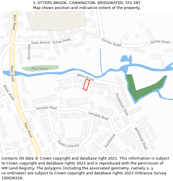 5, OTTERS BROOK, CANNINGTON, BRIDGWATER, TA5 2NT: Location map and indicative extent of plot