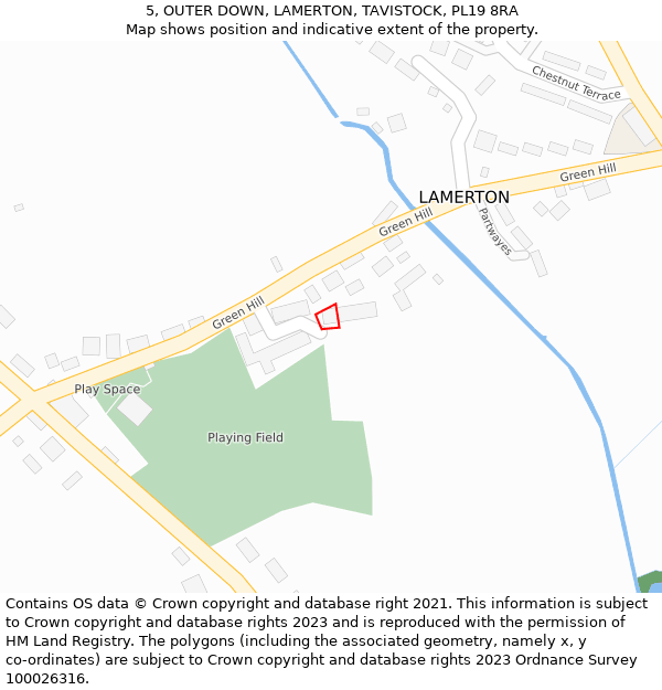 5, OUTER DOWN, LAMERTON, TAVISTOCK, PL19 8RA: Location map and indicative extent of plot