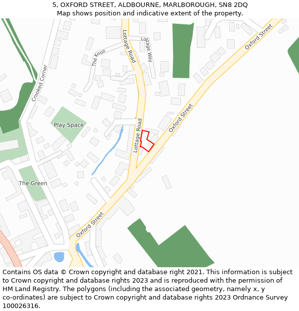 5, OXFORD STREET, ALDBOURNE, MARLBOROUGH, SN8 2DQ: Location map and indicative extent of plot