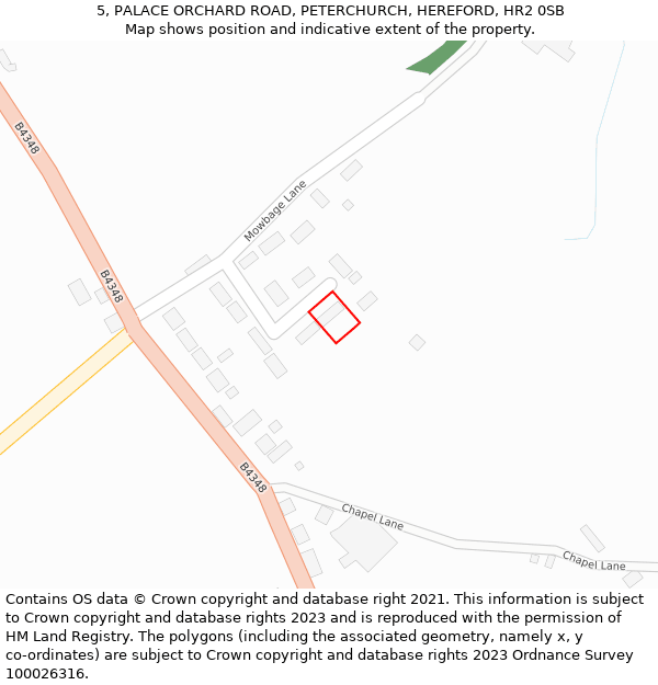 5, PALACE ORCHARD ROAD, PETERCHURCH, HEREFORD, HR2 0SB: Location map and indicative extent of plot