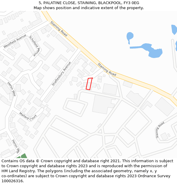 5, PALATINE CLOSE, STAINING, BLACKPOOL, FY3 0EG: Location map and indicative extent of plot