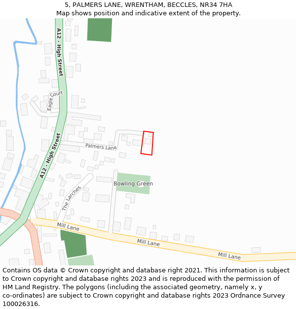 5, PALMERS LANE, WRENTHAM, BECCLES, NR34 7HA: Location map and indicative extent of plot