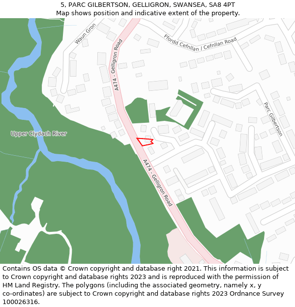 5, PARC GILBERTSON, GELLIGRON, SWANSEA, SA8 4PT: Location map and indicative extent of plot