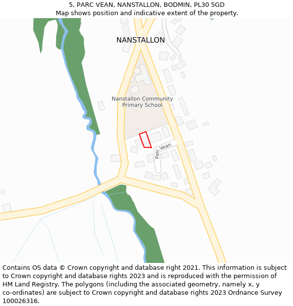 5, PARC VEAN, NANSTALLON, BODMIN, PL30 5GD: Location map and indicative extent of plot