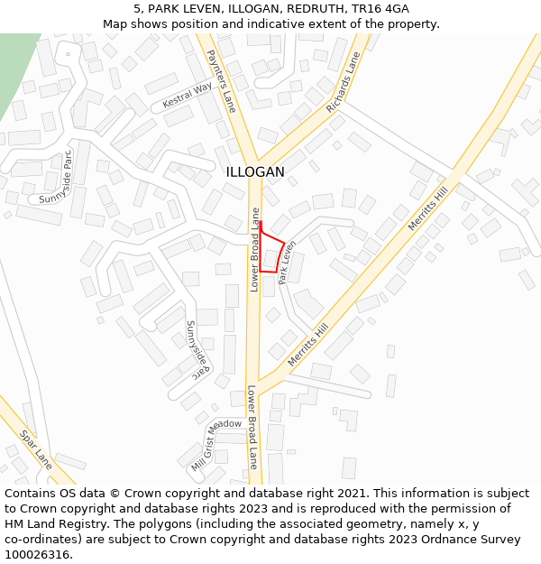 5, PARK LEVEN, ILLOGAN, REDRUTH, TR16 4GA: Location map and indicative extent of plot