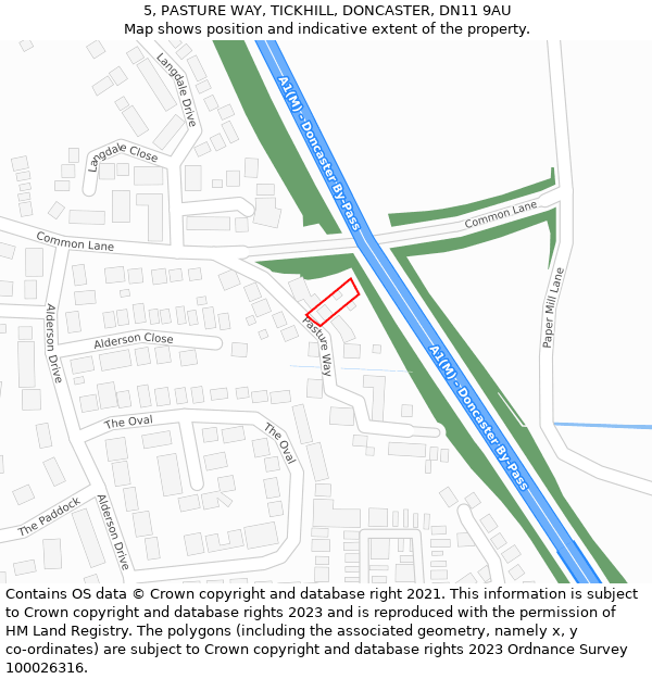 5, PASTURE WAY, TICKHILL, DONCASTER, DN11 9AU: Location map and indicative extent of plot