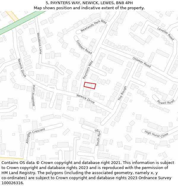 5, PAYNTERS WAY, NEWICK, LEWES, BN8 4PH: Location map and indicative extent of plot