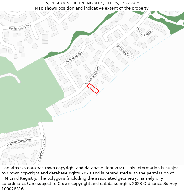 5, PEACOCK GREEN, MORLEY, LEEDS, LS27 8GY: Location map and indicative extent of plot