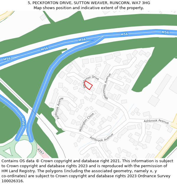 5, PECKFORTON DRIVE, SUTTON WEAVER, RUNCORN, WA7 3HG: Location map and indicative extent of plot