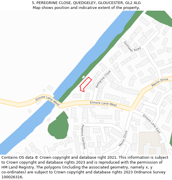 5, PEREGRINE CLOSE, QUEDGELEY, GLOUCESTER, GL2 4LG: Location map and indicative extent of plot