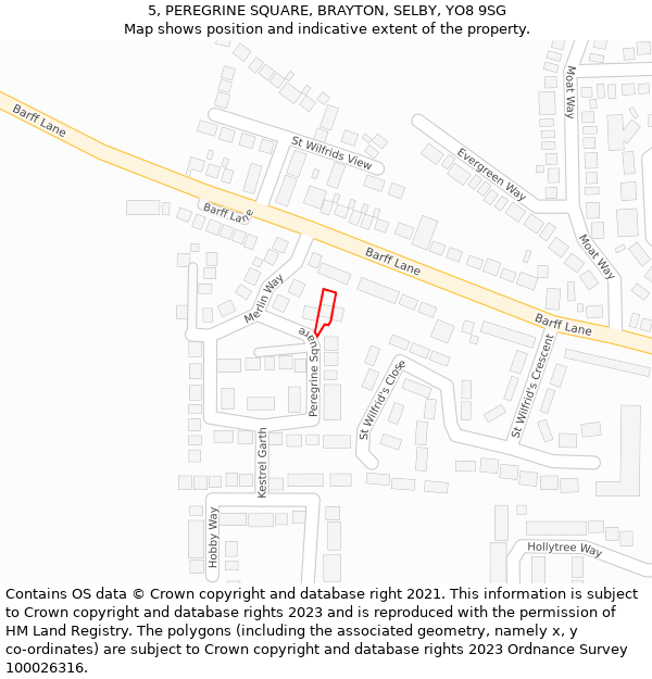 5, PEREGRINE SQUARE, BRAYTON, SELBY, YO8 9SG: Location map and indicative extent of plot