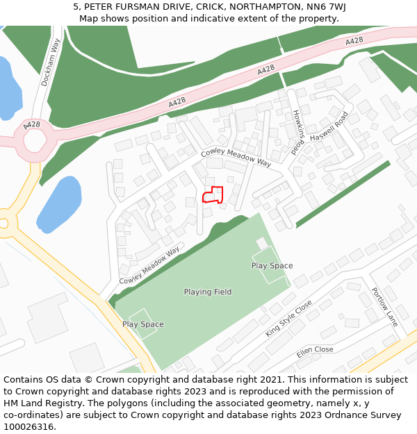 5, PETER FURSMAN DRIVE, CRICK, NORTHAMPTON, NN6 7WJ: Location map and indicative extent of plot