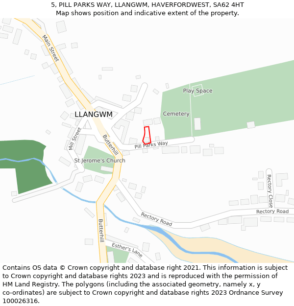 5, PILL PARKS WAY, LLANGWM, HAVERFORDWEST, SA62 4HT: Location map and indicative extent of plot