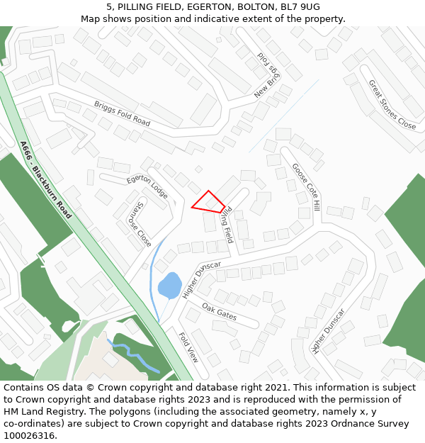 5, PILLING FIELD, EGERTON, BOLTON, BL7 9UG: Location map and indicative extent of plot