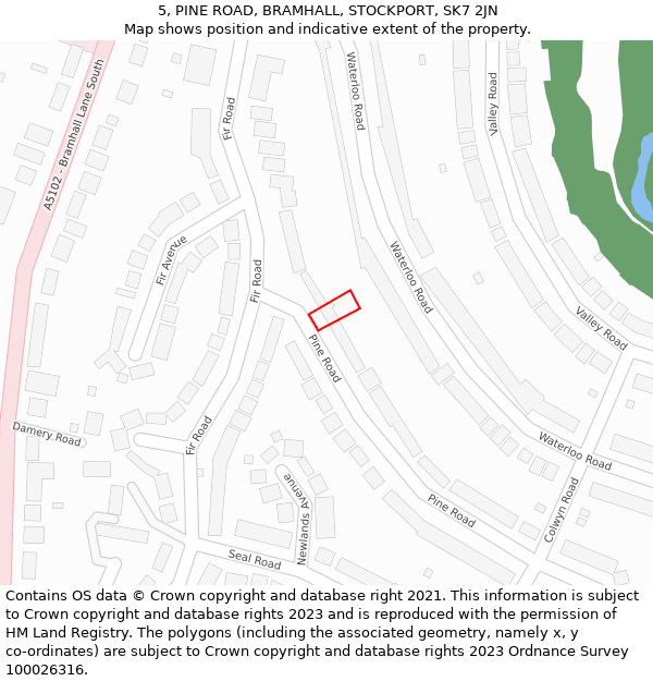 5, PINE ROAD, BRAMHALL, STOCKPORT, SK7 2JN: Location map and indicative extent of plot