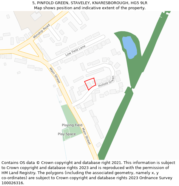 5, PINFOLD GREEN, STAVELEY, KNARESBOROUGH, HG5 9LR: Location map and indicative extent of plot