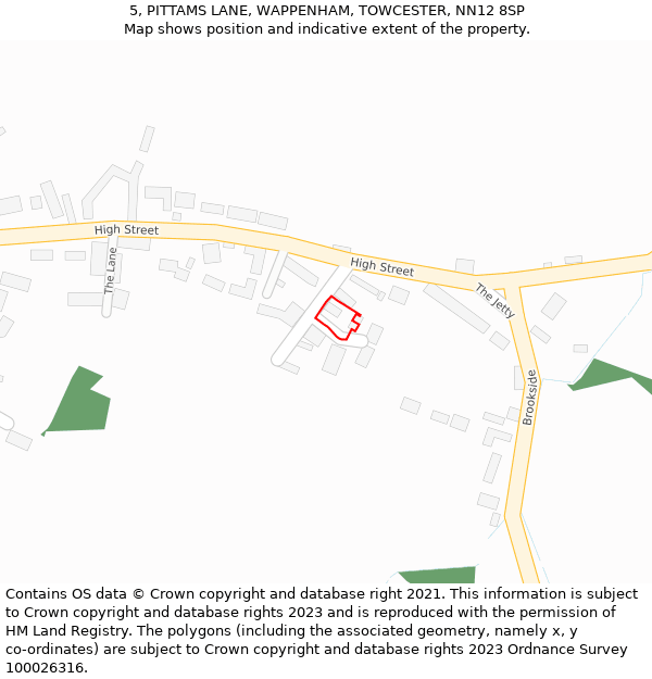 5, PITTAMS LANE, WAPPENHAM, TOWCESTER, NN12 8SP: Location map and indicative extent of plot