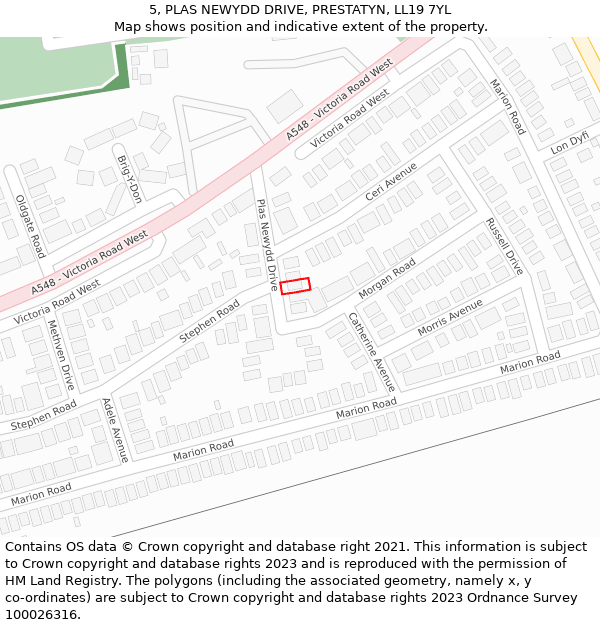 5, PLAS NEWYDD DRIVE, PRESTATYN, LL19 7YL: Location map and indicative extent of plot