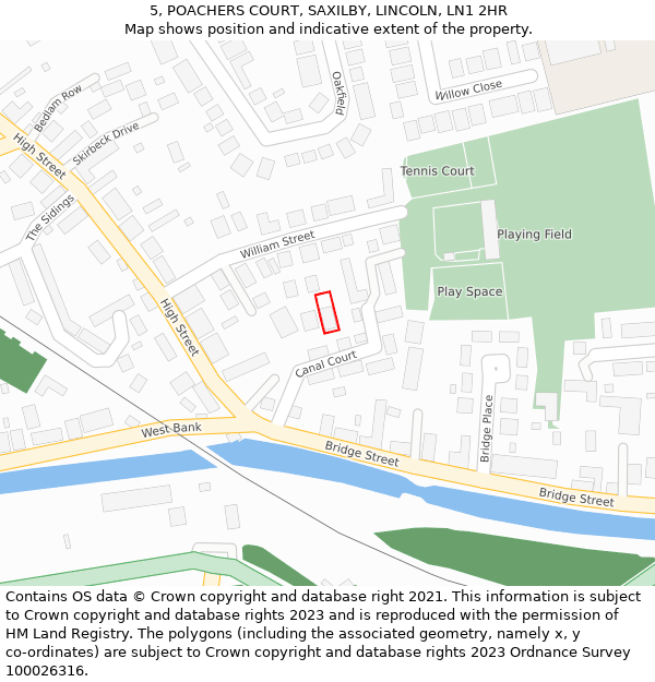 5, POACHERS COURT, SAXILBY, LINCOLN, LN1 2HR: Location map and indicative extent of plot
