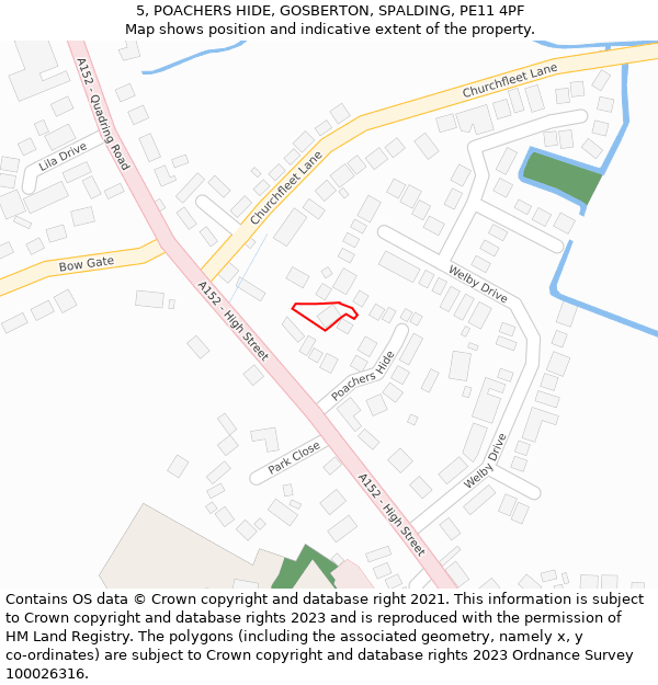 5, POACHERS HIDE, GOSBERTON, SPALDING, PE11 4PF: Location map and indicative extent of plot