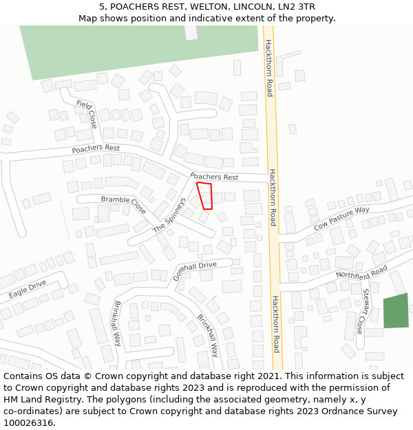 5, POACHERS REST, WELTON, LINCOLN, LN2 3TR: Location map and indicative extent of plot