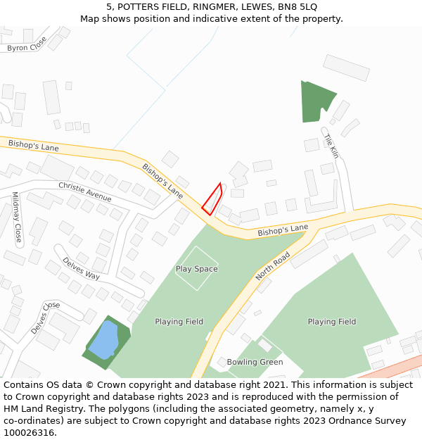 5, POTTERS FIELD, RINGMER, LEWES, BN8 5LQ: Location map and indicative extent of plot