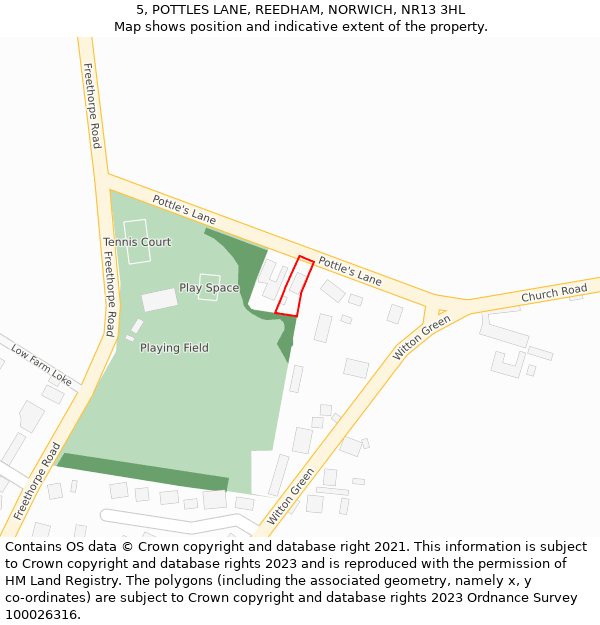 5, POTTLES LANE, REEDHAM, NORWICH, NR13 3HL: Location map and indicative extent of plot