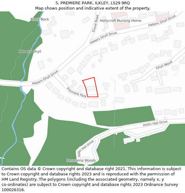 5, PREMIERE PARK, ILKLEY, LS29 9RQ: Location map and indicative extent of plot