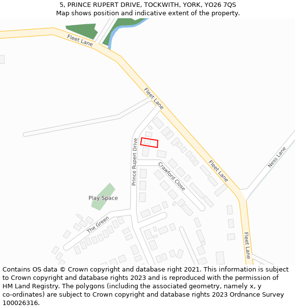 5, PRINCE RUPERT DRIVE, TOCKWITH, YORK, YO26 7QS: Location map and indicative extent of plot