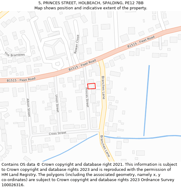 5, PRINCES STREET, HOLBEACH, SPALDING, PE12 7BB: Location map and indicative extent of plot