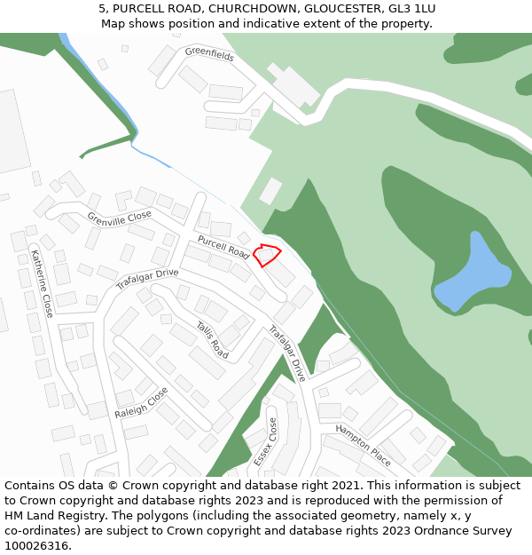 5, PURCELL ROAD, CHURCHDOWN, GLOUCESTER, GL3 1LU: Location map and indicative extent of plot