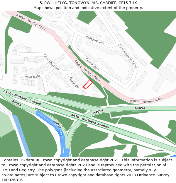 5, PWLLHELYG, TONGWYNLAIS, CARDIFF, CF15 7HX: Location map and indicative extent of plot