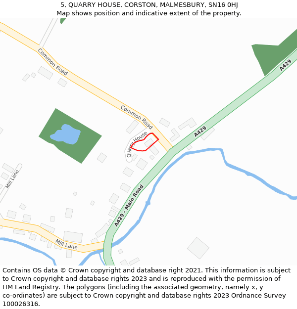 5, QUARRY HOUSE, CORSTON, MALMESBURY, SN16 0HJ: Location map and indicative extent of plot