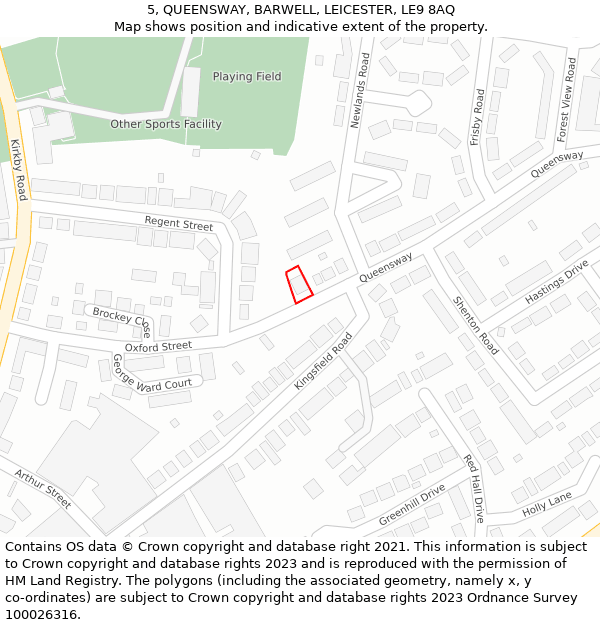 5, QUEENSWAY, BARWELL, LEICESTER, LE9 8AQ: Location map and indicative extent of plot