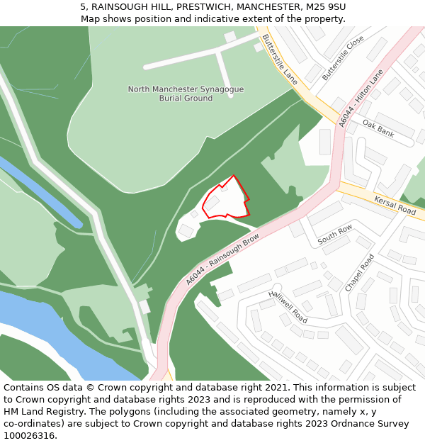 5, RAINSOUGH HILL, PRESTWICH, MANCHESTER, M25 9SU: Location map and indicative extent of plot