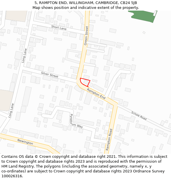 5, RAMPTON END, WILLINGHAM, CAMBRIDGE, CB24 5JB: Location map and indicative extent of plot