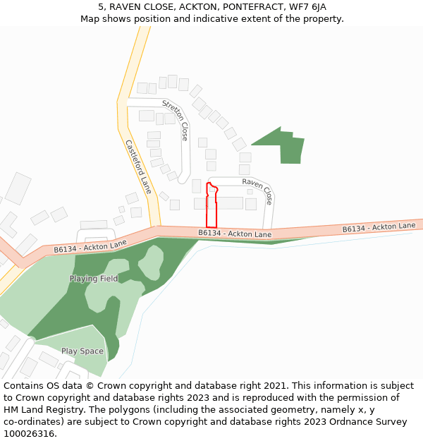 5, RAVEN CLOSE, ACKTON, PONTEFRACT, WF7 6JA: Location map and indicative extent of plot