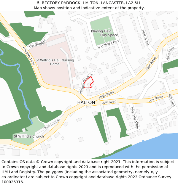5, RECTORY PADDOCK, HALTON, LANCASTER, LA2 6LL: Location map and indicative extent of plot