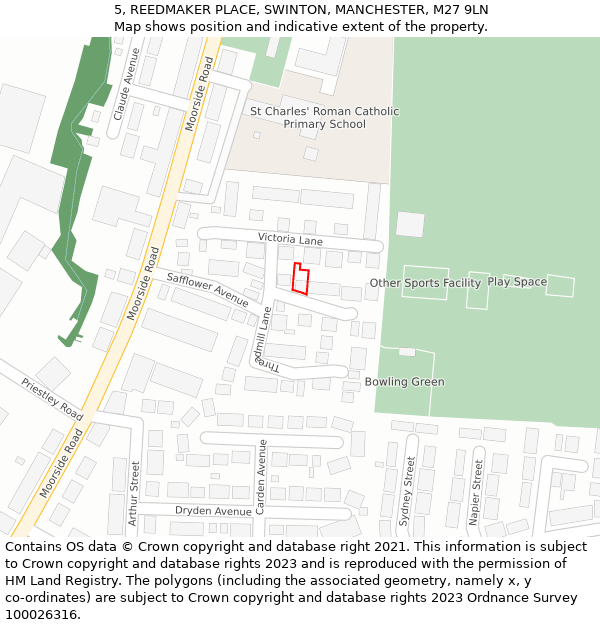 5, REEDMAKER PLACE, SWINTON, MANCHESTER, M27 9LN: Location map and indicative extent of plot