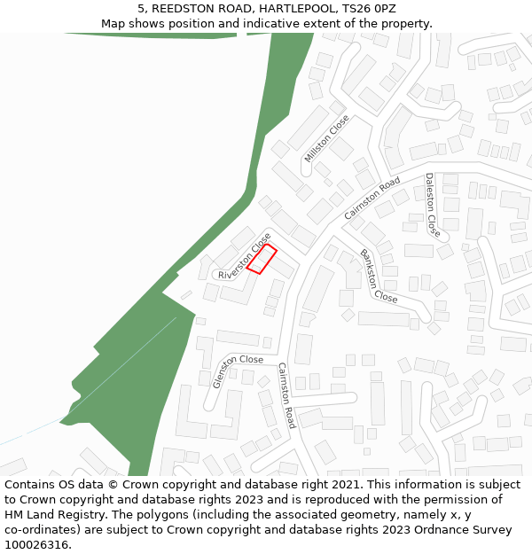 5, REEDSTON ROAD, HARTLEPOOL, TS26 0PZ: Location map and indicative extent of plot