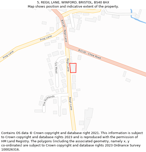 5, REGIL LANE, WINFORD, BRISTOL, BS40 8AX: Location map and indicative extent of plot