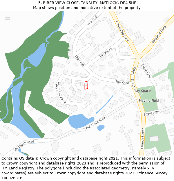 5, RIBER VIEW CLOSE, TANSLEY, MATLOCK, DE4 5HB: Location map and indicative extent of plot