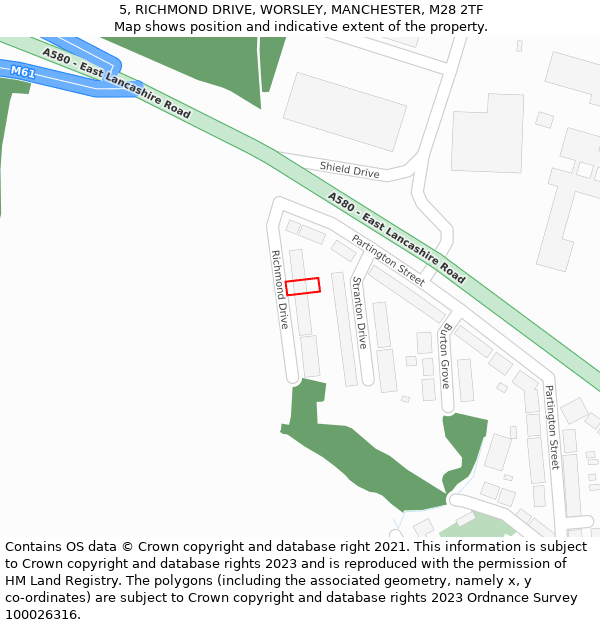 5, RICHMOND DRIVE, WORSLEY, MANCHESTER, M28 2TF: Location map and indicative extent of plot