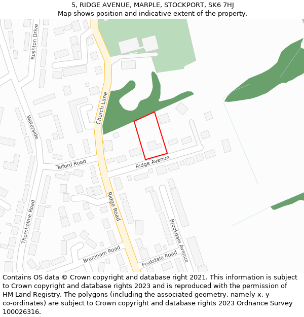 5, RIDGE AVENUE, MARPLE, STOCKPORT, SK6 7HJ: Location map and indicative extent of plot