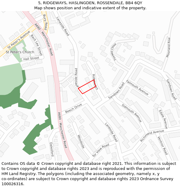 5, RIDGEWAYS, HASLINGDEN, ROSSENDALE, BB4 6QY: Location map and indicative extent of plot